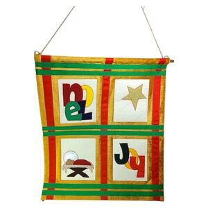 Handmade UMC Christmas Banner Hanging Tapestry Signed Ruth Gene Tucker #116 1987